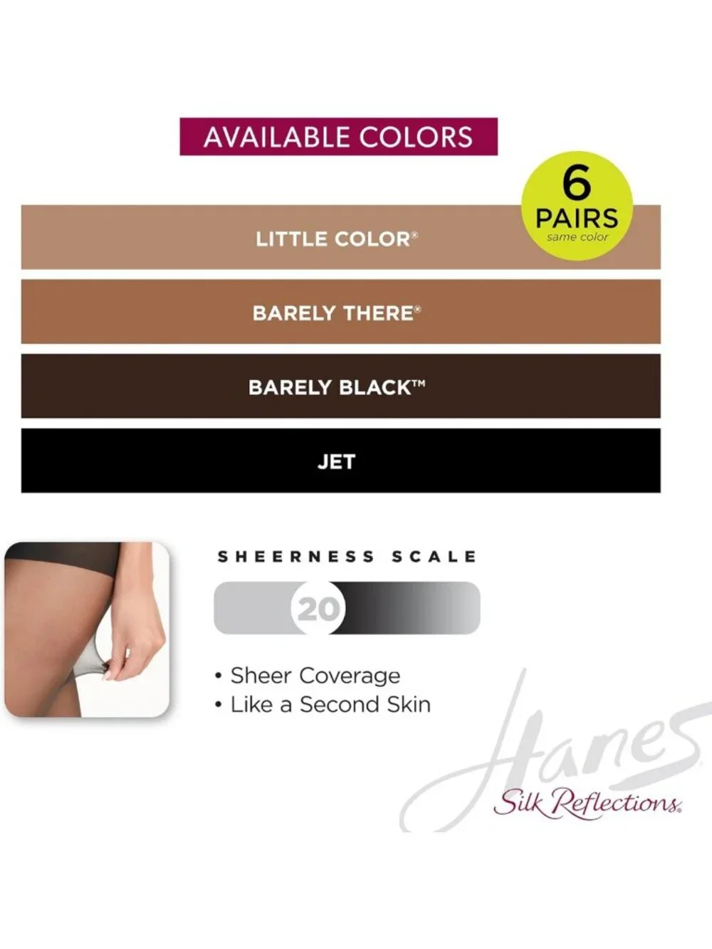 Silky Sheer Pantyhose for Women, Non-Control Top, Sheer Toe, Comfortable Fit